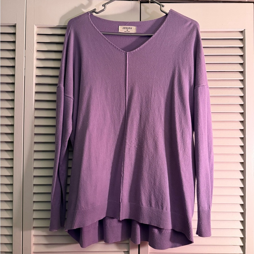 Purple V-Neck Sweater